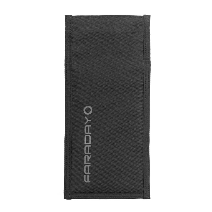 Faraday Jacket Pro Cordura vertical phone bag with magnetic closure, 4.5"x8" size, featuring sleek black design.