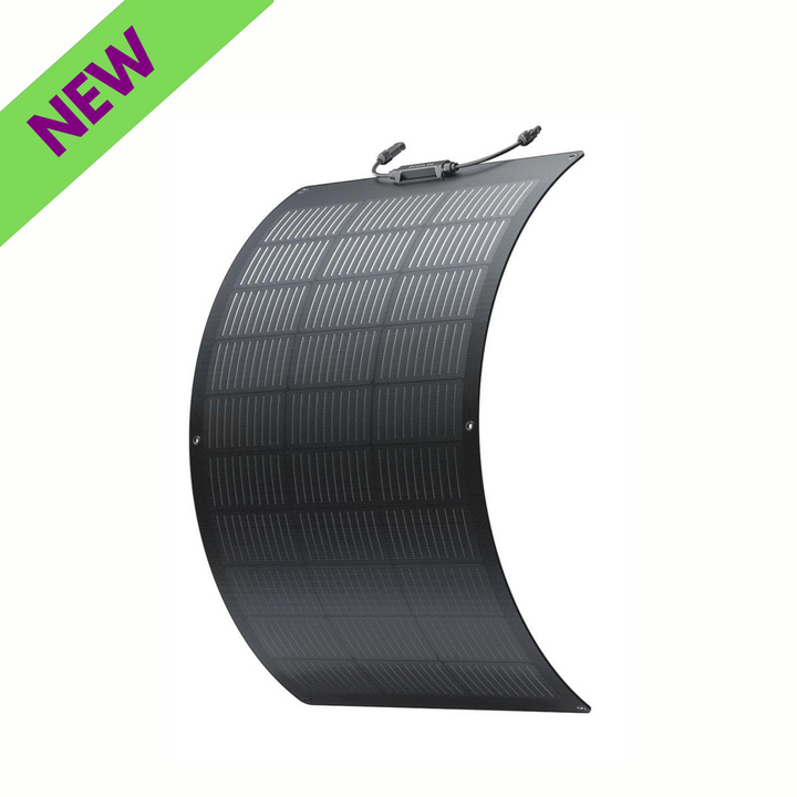 EcoFlow 100W Flexible Solar Panel High Efficiency Waterproof Solar Modules on display with a &
