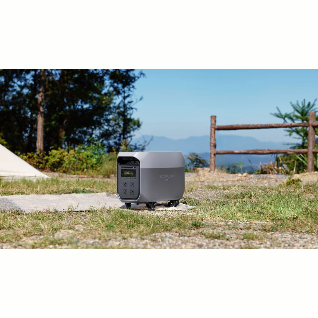 EcoFlow DELTA 3 Max with a 400W Solar Panel in an outdoor setting, lightweight and portable energy solution.