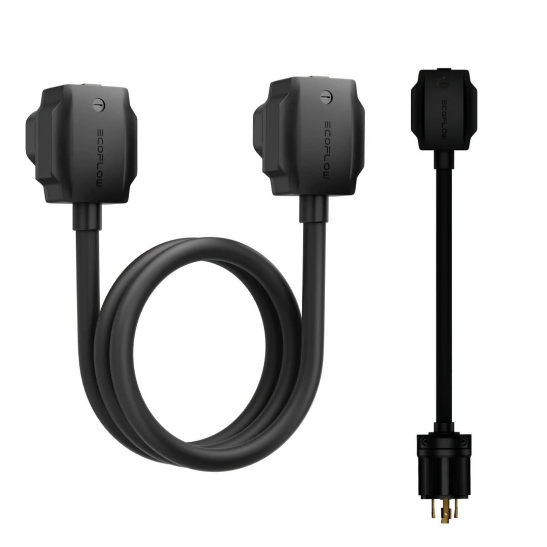 EcoFlow AC Generator Charging Adapter + Input-Output Cable for seamless energy transfer and generator compatibility.