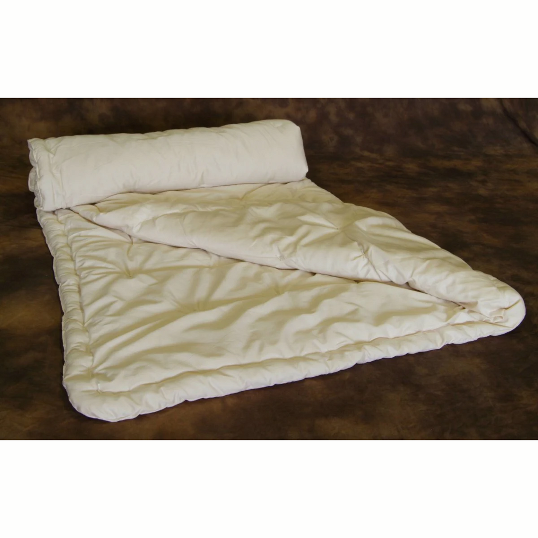 Holy Lamb Wool Comforter extra warmth in a king size with natural organic fabric, dimensions 108" x 92".