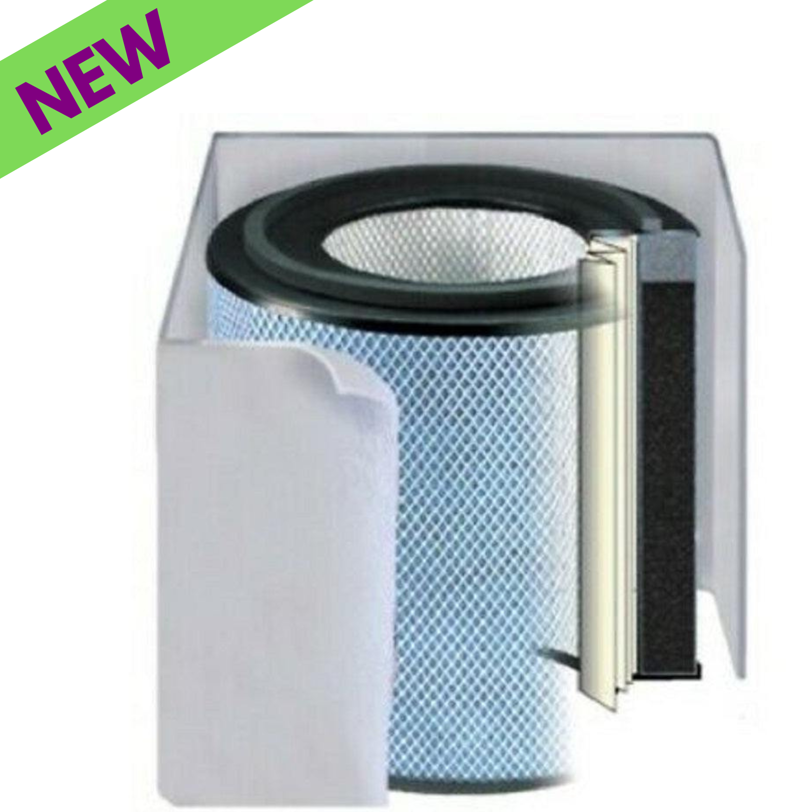 Austin Air Replacement Filter HEPA Bedroom Machine FR402A showing new filter design with high-efficiency filtration.