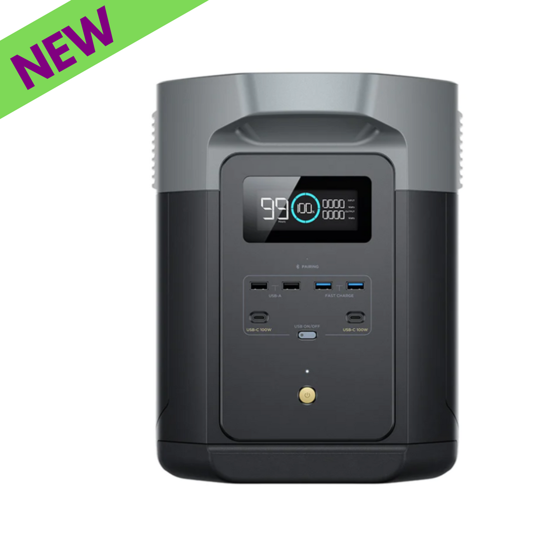 EcoFlow DELTA 2 Max Portable Power Station Home Backup Solar Ready 2048Wh with charging ports and display screen