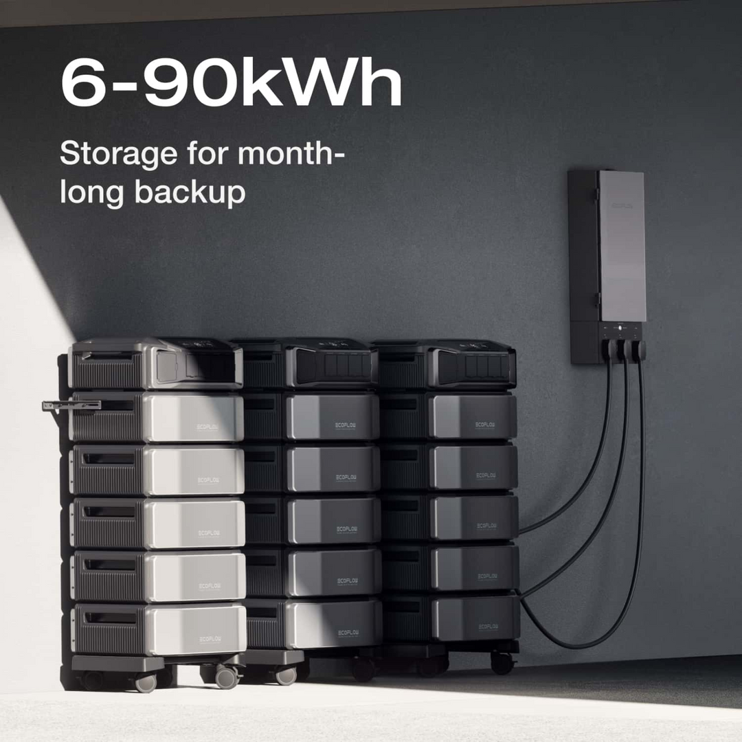 EcoFlow DELTA Pro Ultra Inverter + Qty 1 Battery + Qty 1 Smart Home Panel 2 for month-long backup storage.