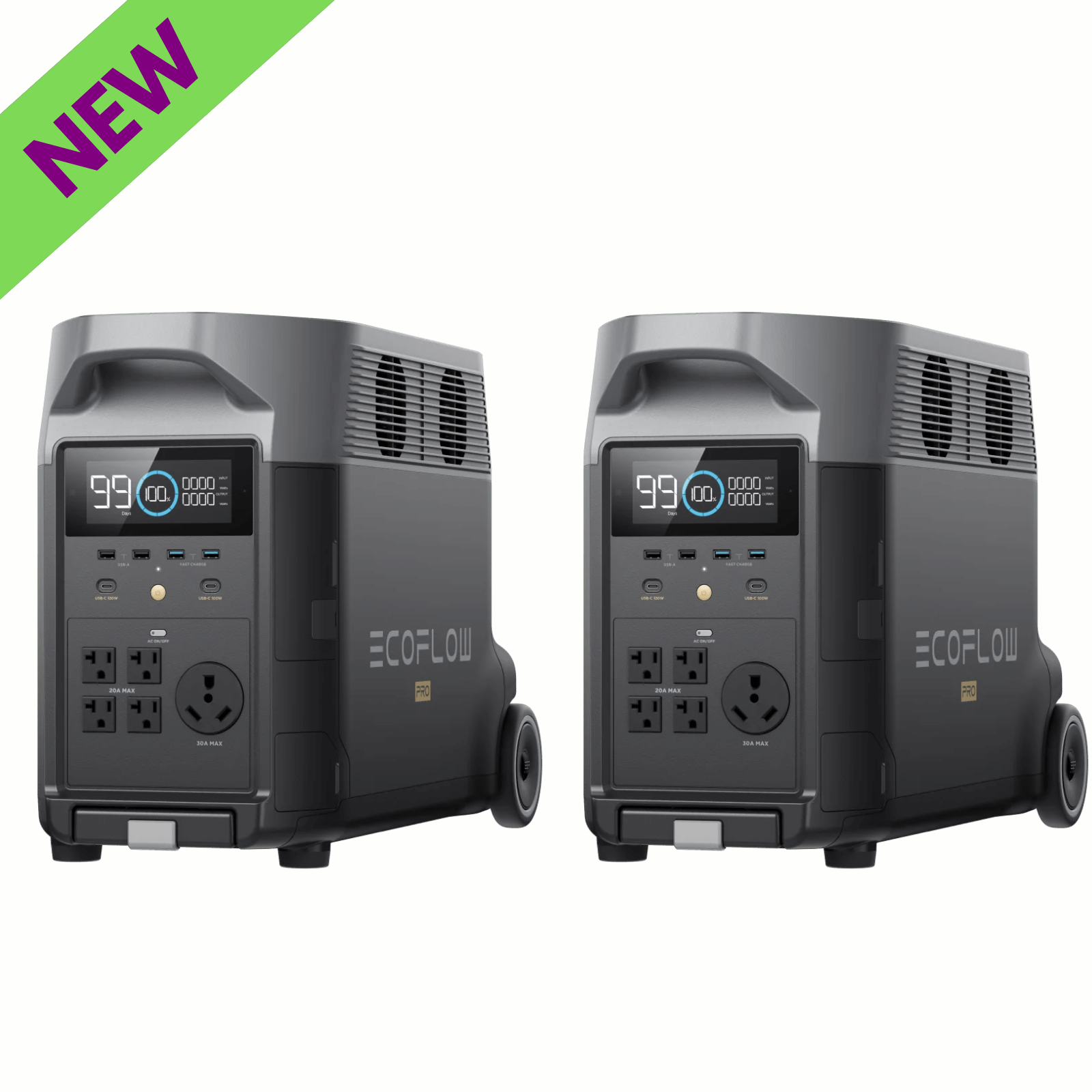 EcoFlow Qty 2 DELTA Pro Power Station Reliable Backup Portable Energy for outdoor or emergency use.