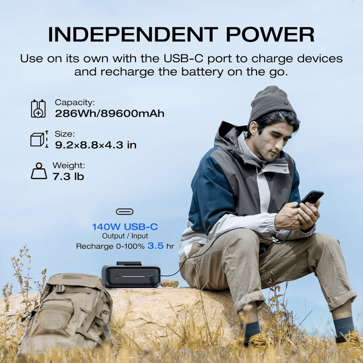 EcoFlow RIVER 3 Plus Extra Battery EB300 286Wh Expansion LiFePO4 Power Supply in use outdoors.