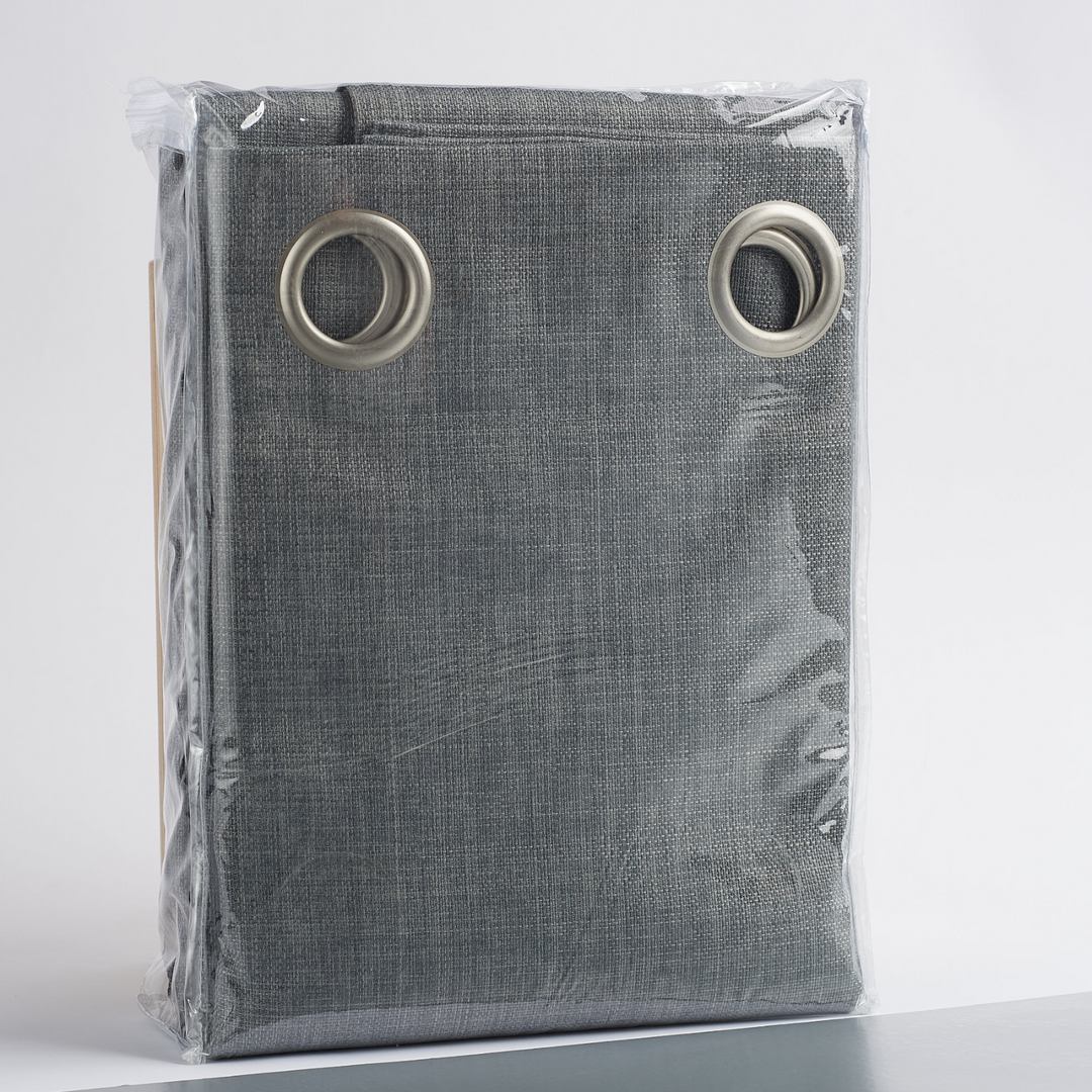 Faraday MAX Blackout CYBER Faraday RF EMF Shielding Curtain panel in packaging with grommets.