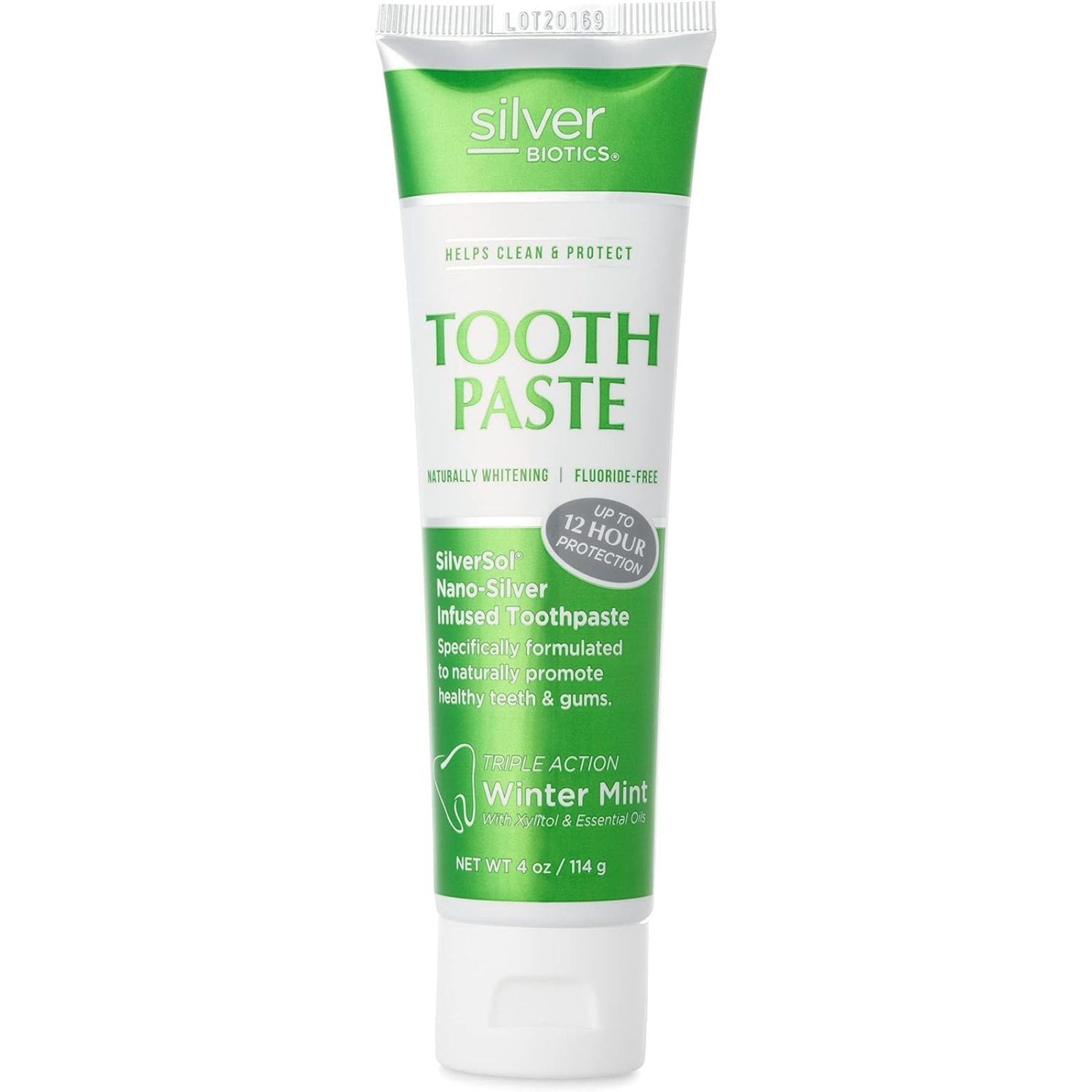 American Biotech Labs Silver Biotic Toothpaste 4 Oz Fluoride Free tube packaging
