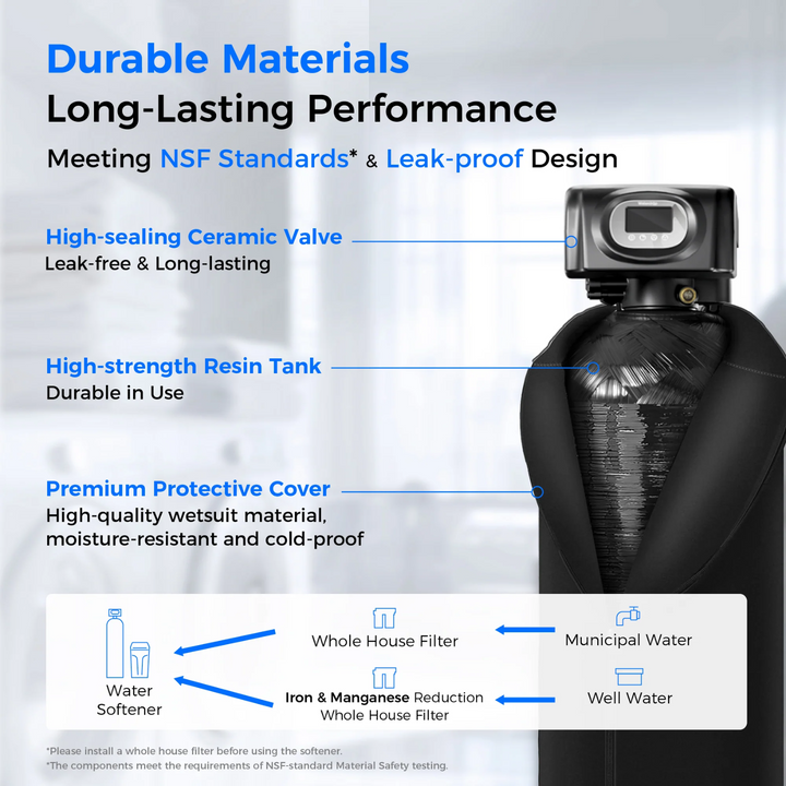 Waterdrop WHR01B Water Softener System 48000 Grain High Efficiency Home Use 42L