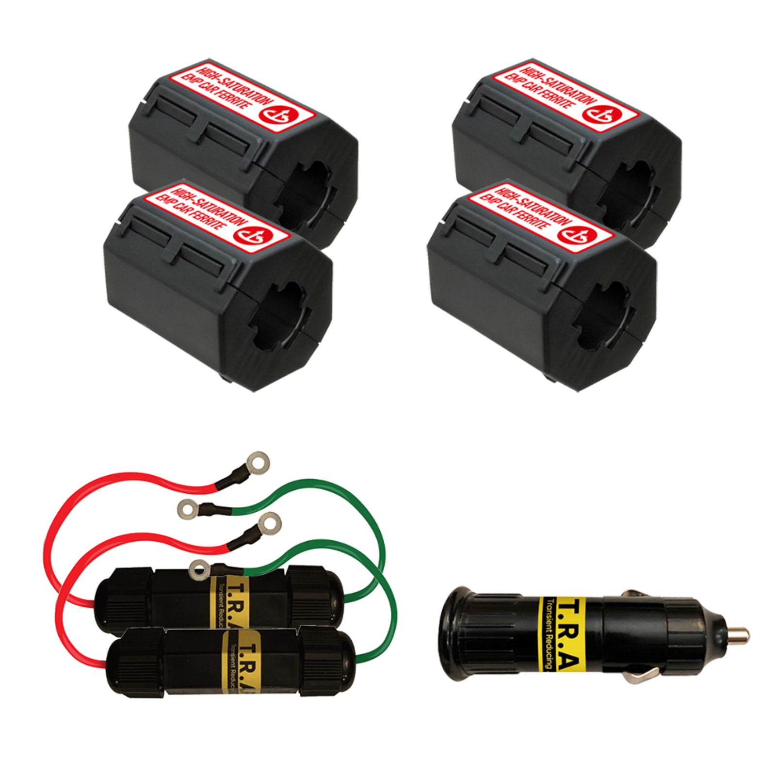 Faraday EMP Diesel Vehicle Protection Kit components including connectors and security devices for enhanced vehicle safety.