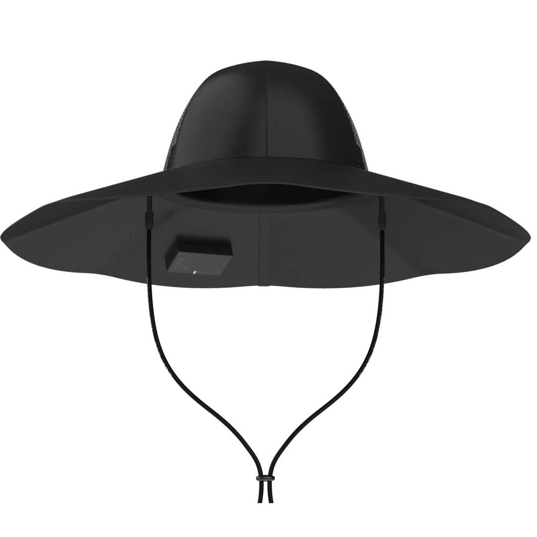 EcoFlow Power Hat Medium-Large 56-58CM with USB charging and sun protection in black.