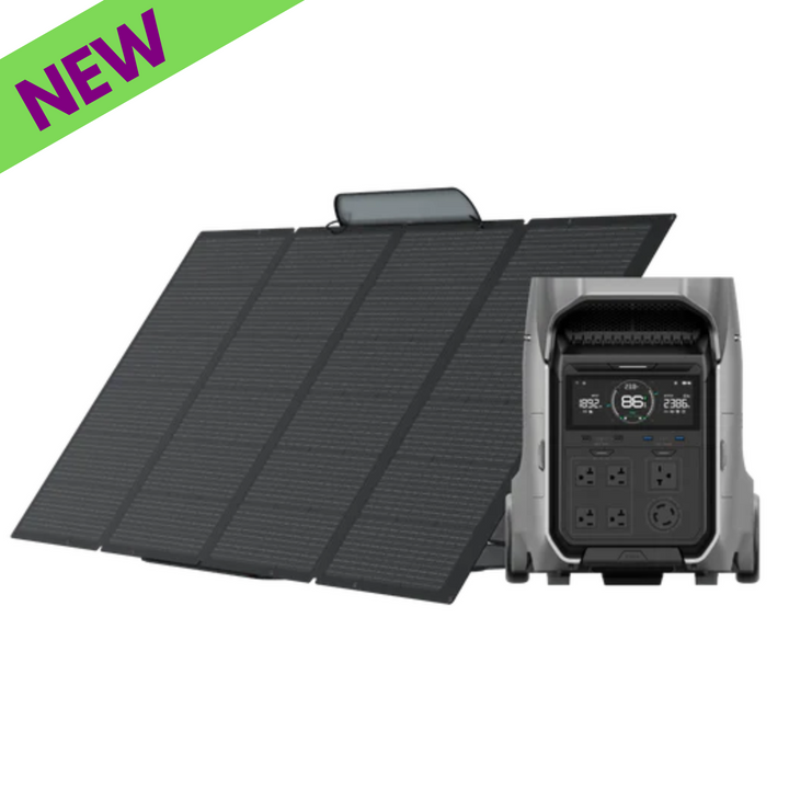 EcoFlow DELTA Pro 3 and Solar Panel Set with portable solar panel and power station.