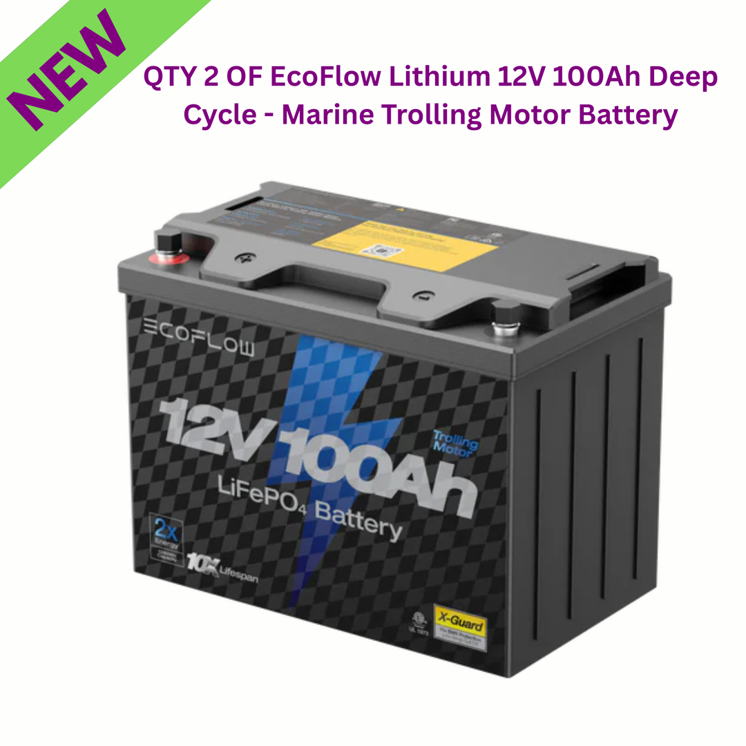 QTY 2 EcoFlow Lithium 12V 100Ah Deep Cycle Marine Trolling Motor Battery 1280Wh