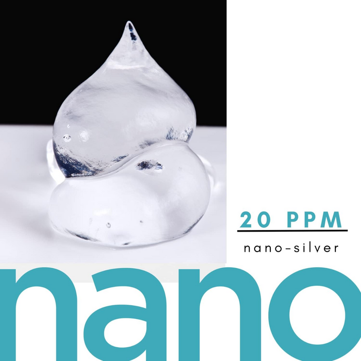 Image of American Biotech Labs Silver Biotics Silver Gel showing 20 ppm nano-silver, highlighting its clear gel consistency.