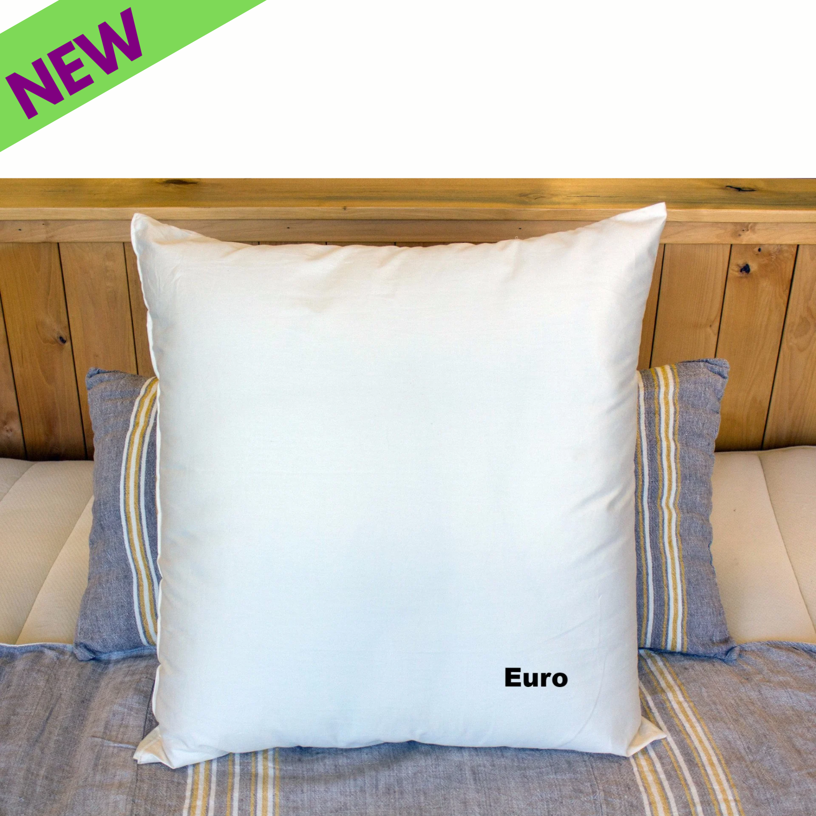 Holy Lamb Organics Bed Pillow Euro Size, soft and comfortable white filling on a bed.