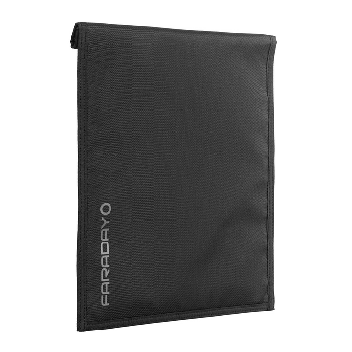 Faraday Jacket Pro Cordura Laptop Bag with magnetic closure in sleek black design, ideal for protecting your device.