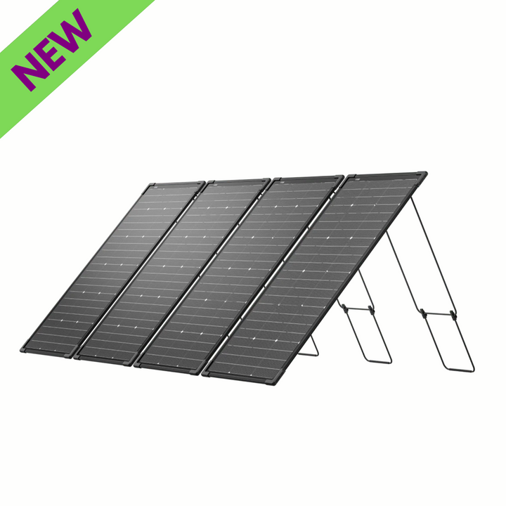 EcoFlow Four 125W Bifacial Modular Solar Panel for Efficient Energy Solutions on an adjustable stand.