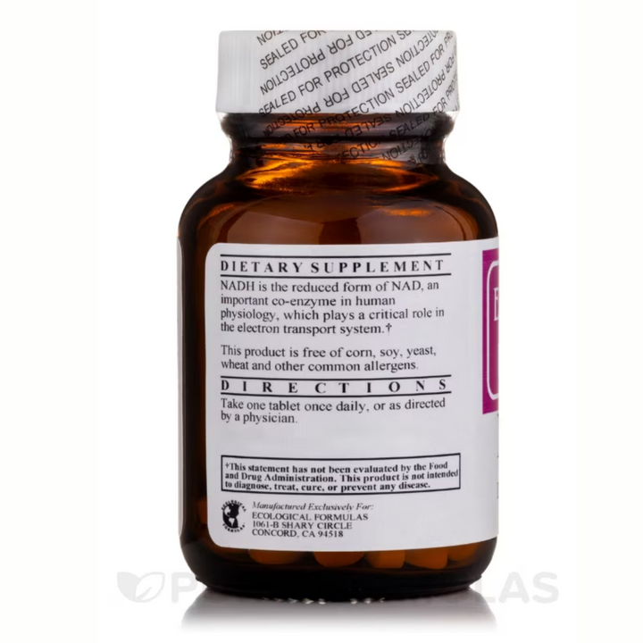 Ecological Formulas NADH 5mg dietary supplement bottle for energy and mental focus support.