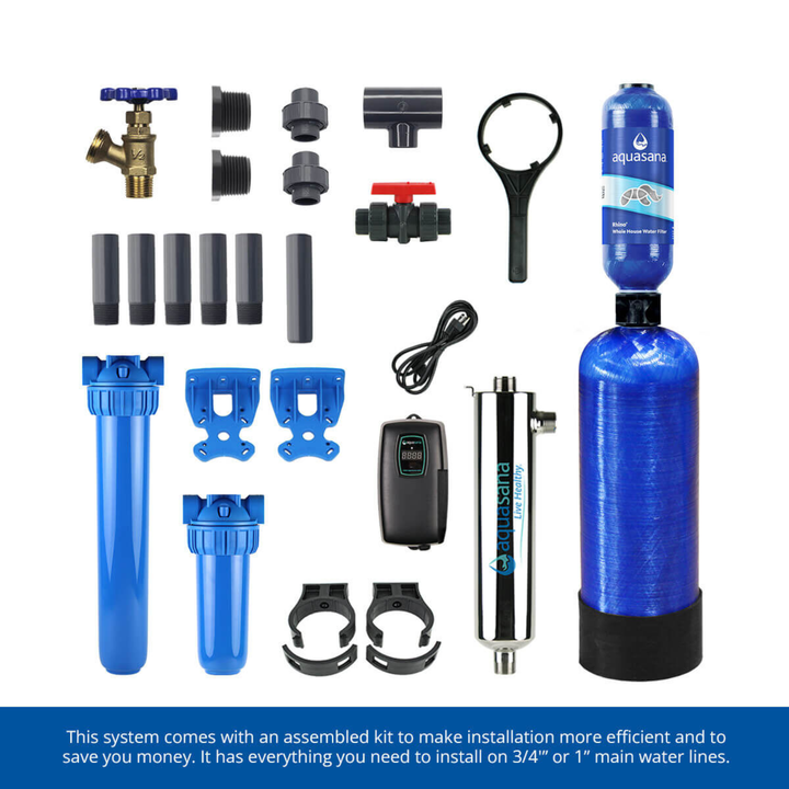 Aquasana Rhino Well Whole House Filtration + UV +Salt-Free Conditioner + Pro-Grade  Kit