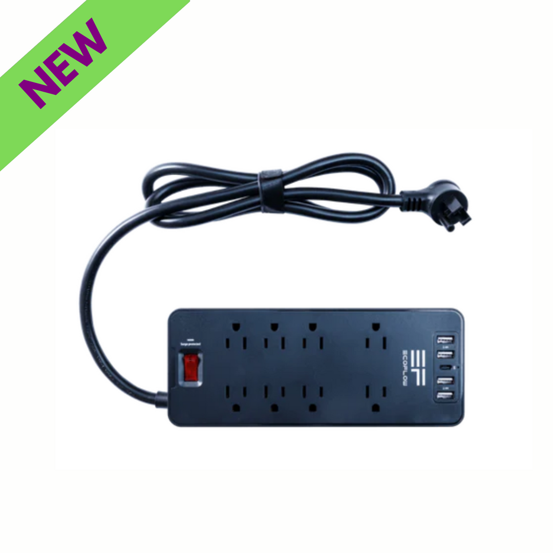 EcoFlow Surge Protector USB for Power Stations 8 AC Outlets 4 USB-A 1 USB-C Port with power cable.
