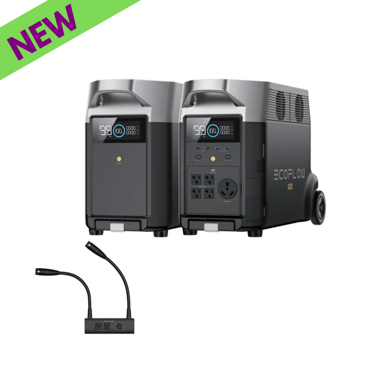 EcoFlow DELTA Pro + DELTA Pro Extra Battery + Double Voltage Hub for portable power solutions.