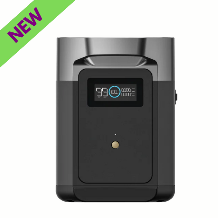 EcoFlow DELTA 2 Extra Battery 1024Wh Portable Power for Outdoor Home Backup - front view with display.