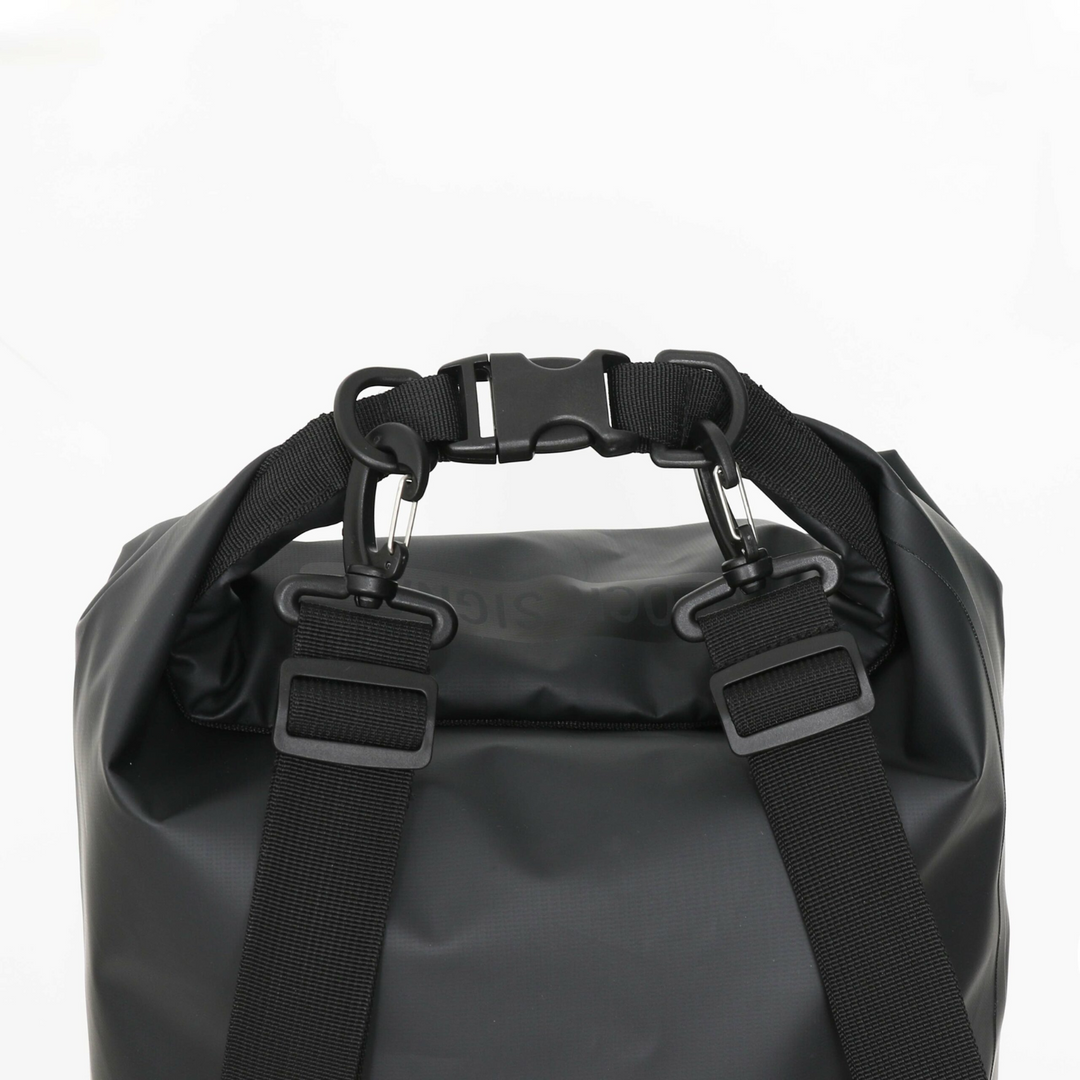 Top view of the Faraday Dry Bag Sling Pack showing adjustable straps and secure buckles, perfect for outdoor adventures.