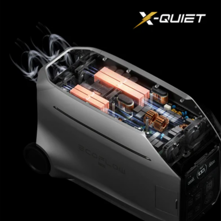 EcoFlow DELTA Pro 3 LFP Smart Extra Battery Plug and Play Powerful Long-Lasting showing internal components and cooling.