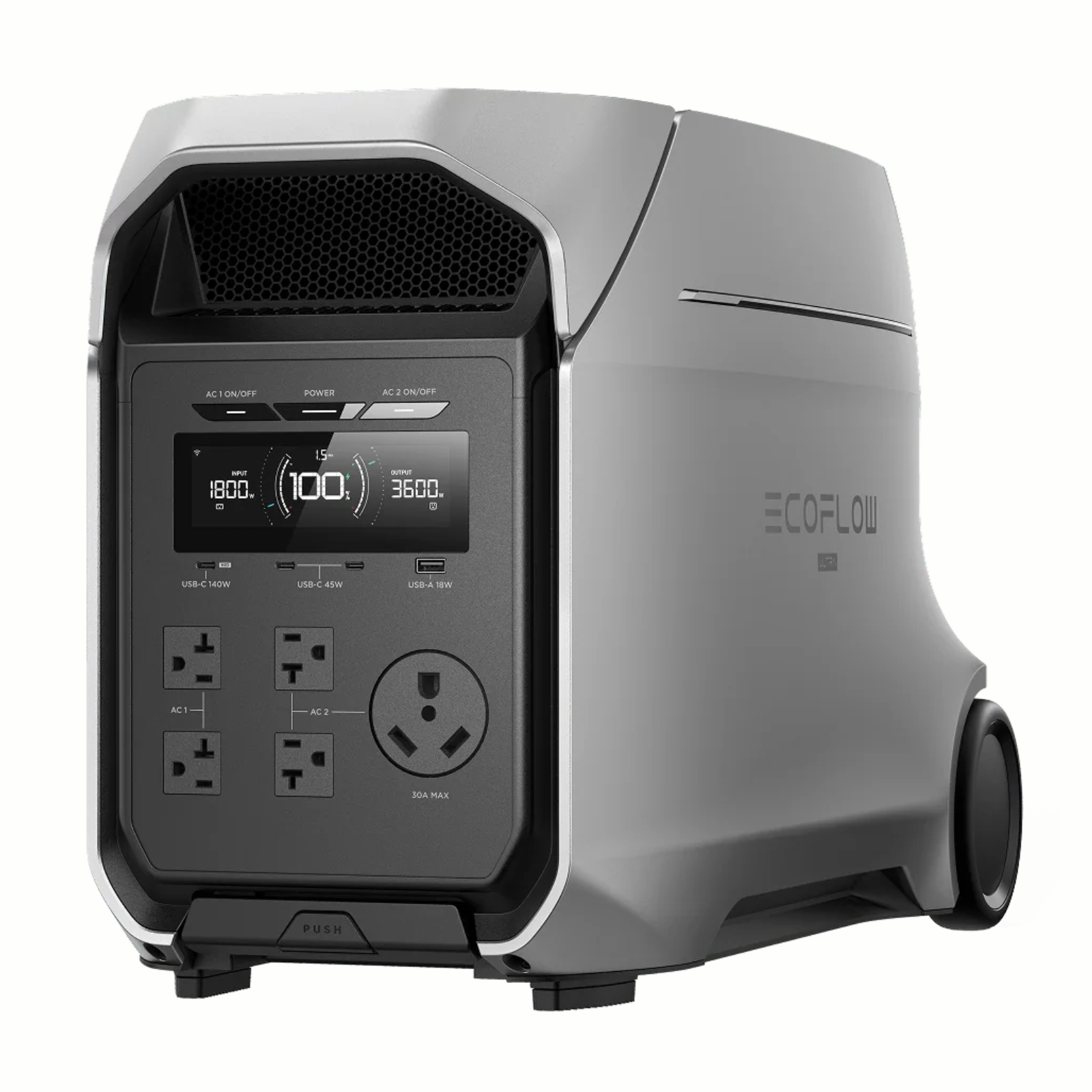 EcoFlow DELTA 3 Ultra Plus Portable Power Station 3072Wh with ports and display