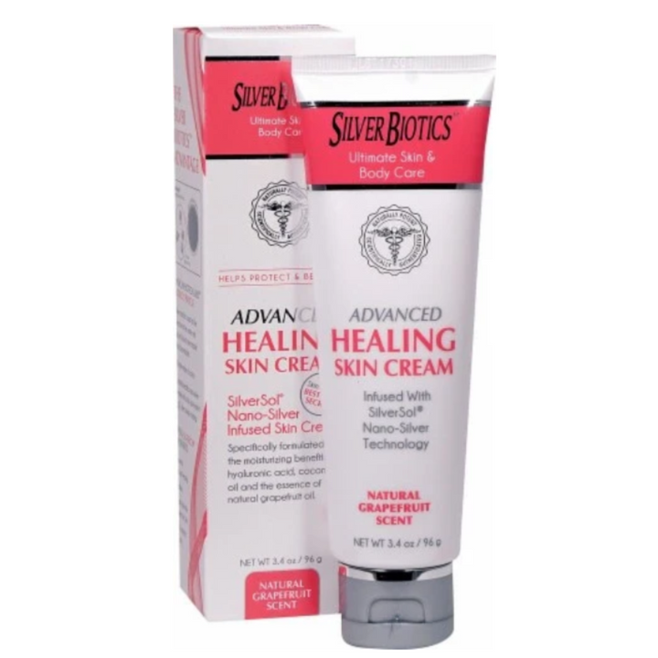 American Biotech Labs Silver Hand and Body Lotion Grapefruit 3.4 Oz packaging and product tube featuring grapefruit scent.