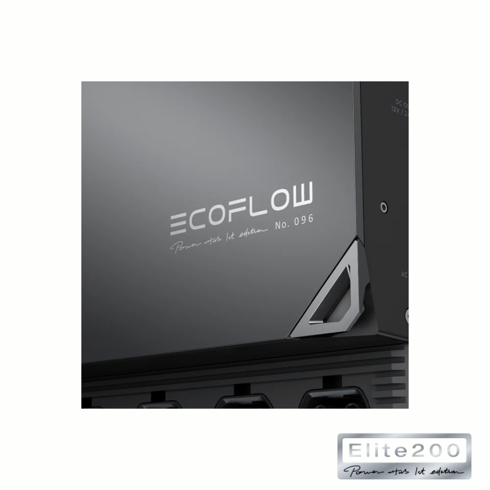Close-up of EcoFlow Power Kits 5kVA unit showcasing branding and design features for high efficiency solar systems.