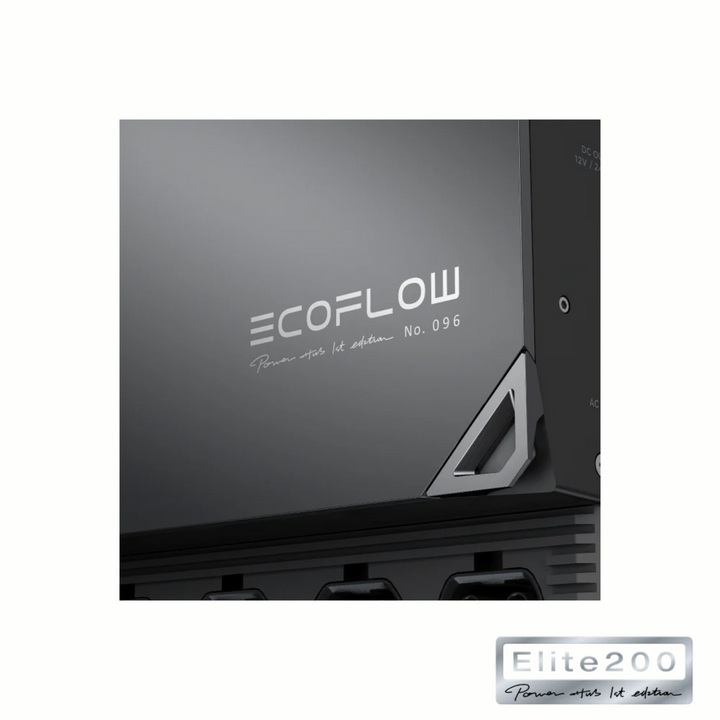 Close-up of EcoFlow Power Kits 5kVA unit showcasing branding and design features for high efficiency solar systems.