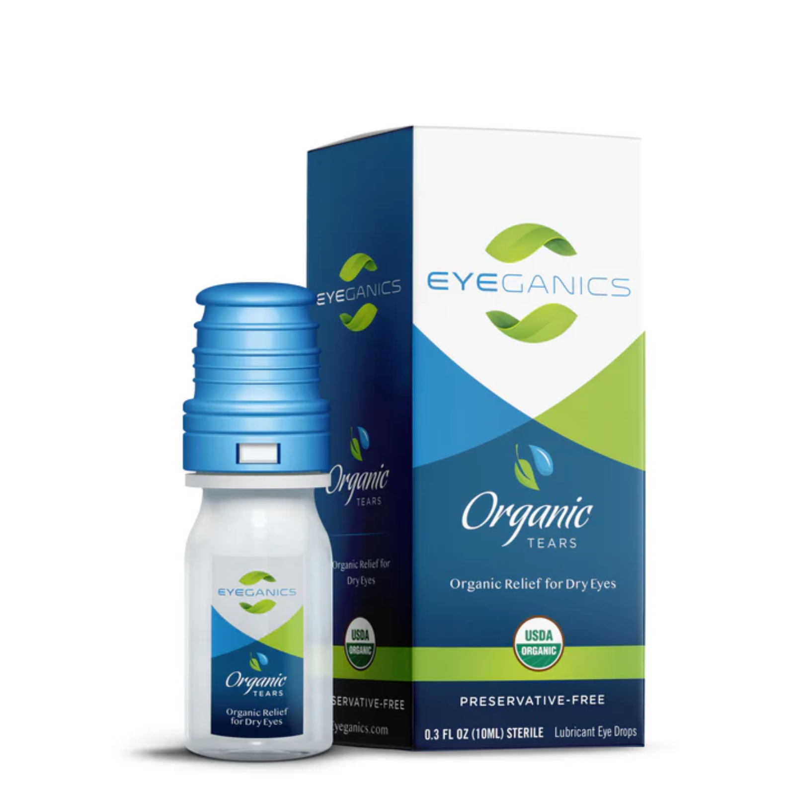 Qty 4 Eyeganics Organic Eye Drops 10ML each in organic packaging, preservative-free, dry eye relief.
