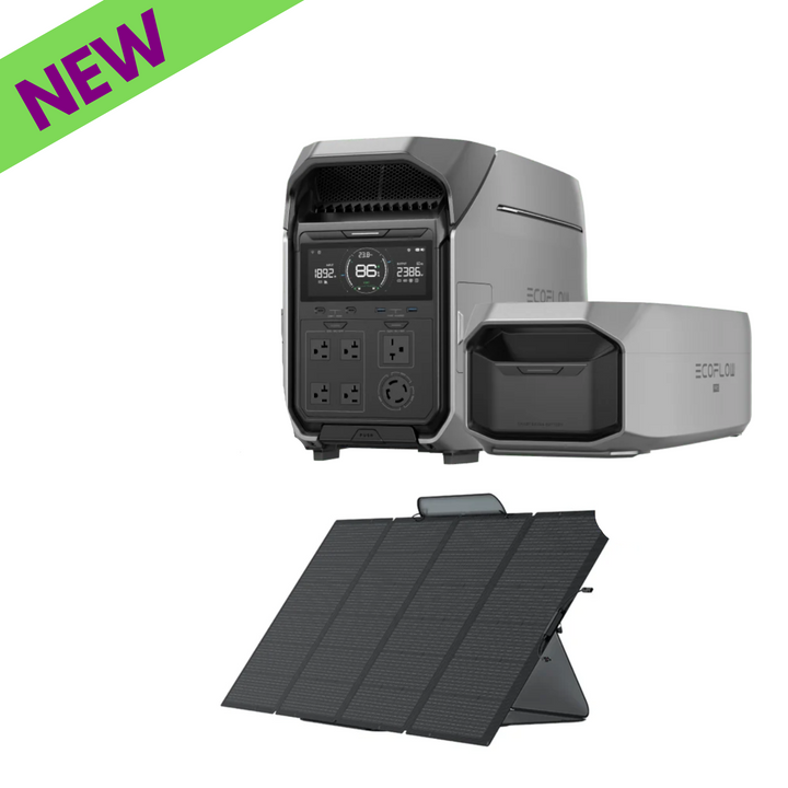 EcoFlow DELTA Pro 3 Solar Power Kit with Extra Battery and 400W Solar Panel in a new design