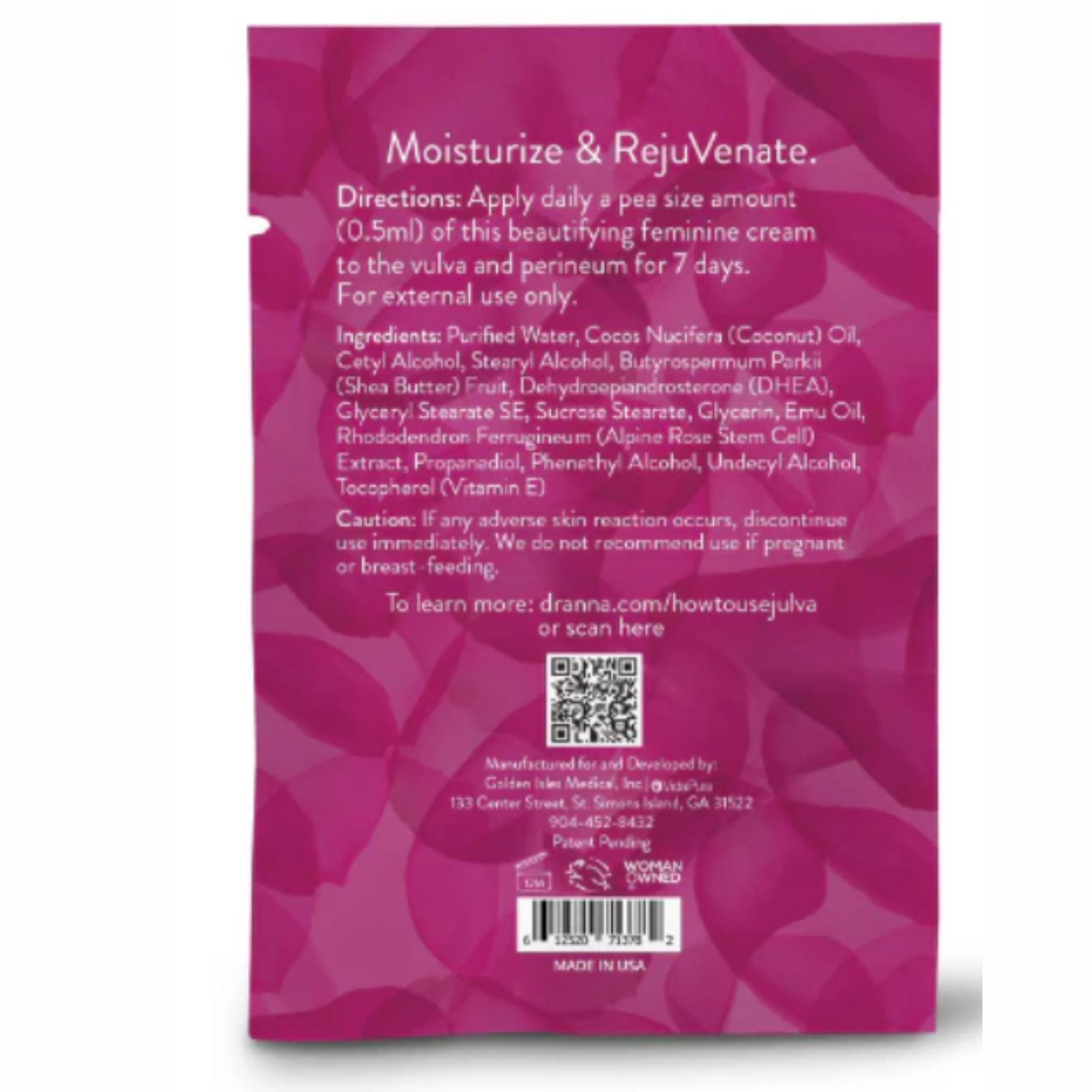 Moisturizing and rejuvenating feminine cream directions and ingredients for Julva PRO New Professional Formula.