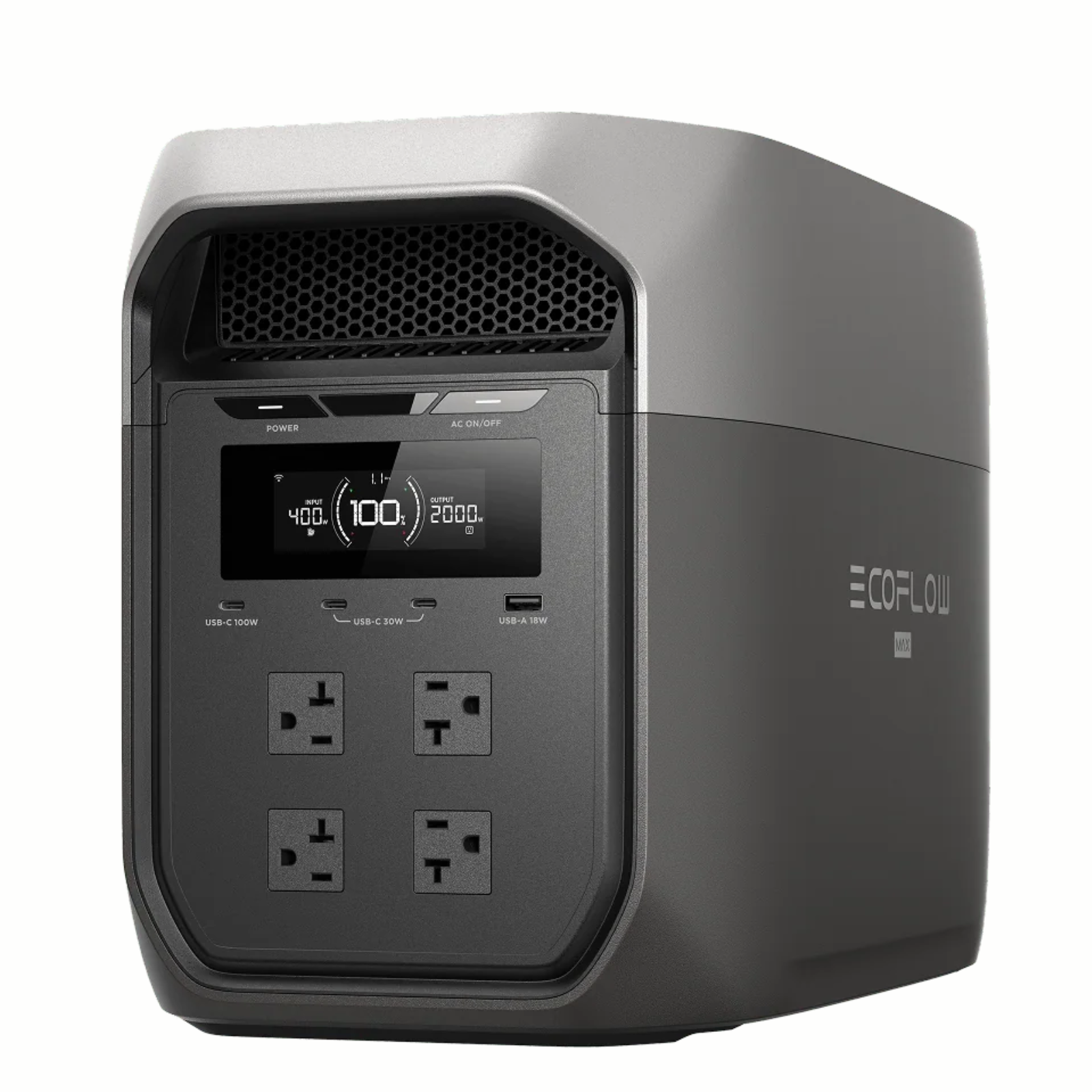 EcoFlow DELTA 3 Max Plus Portable Power Station with multiple outlets and digital display