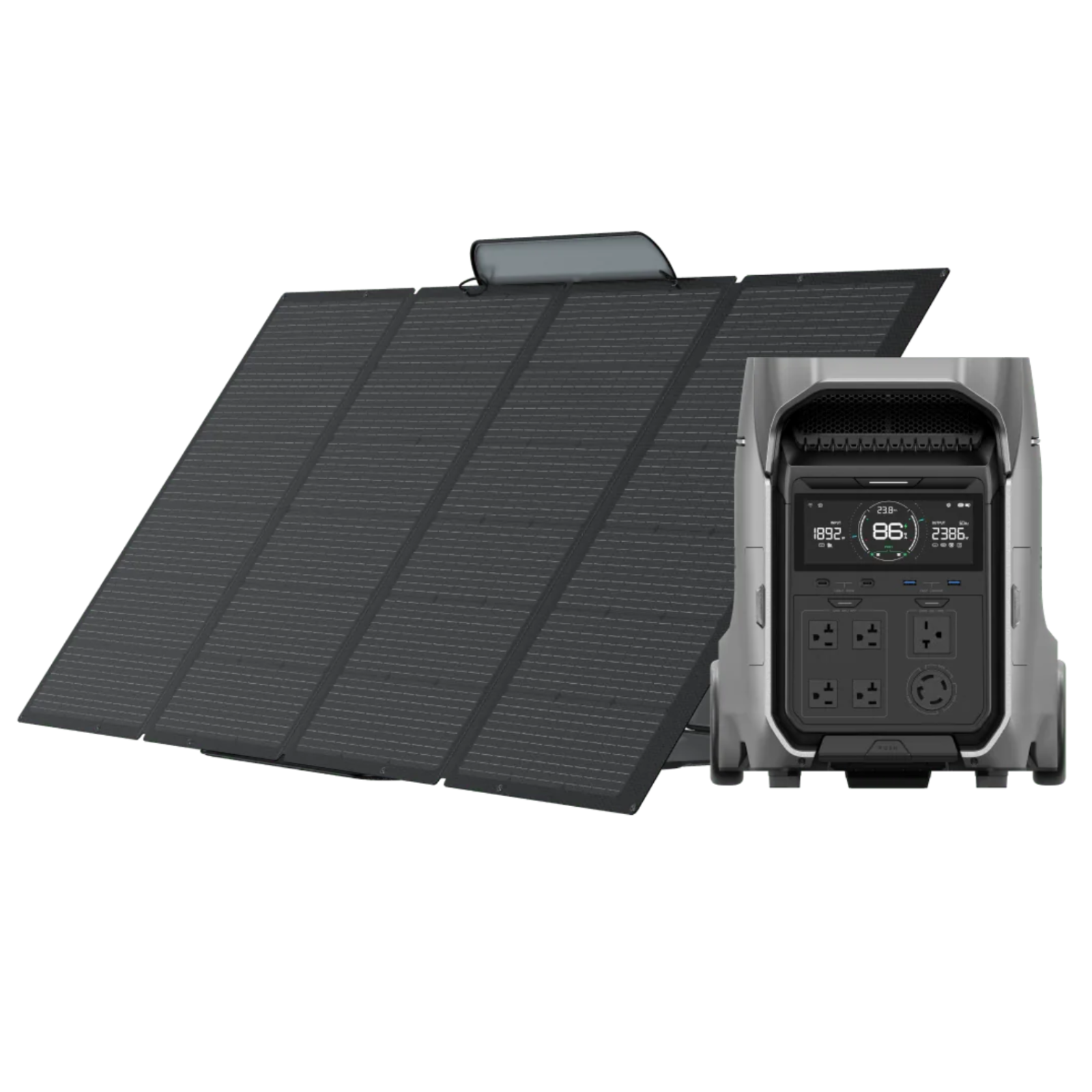 Ecoflow DELTA Pro 3 + Qty 2 400W Portable Solar Panel Powerful and Versatile with solar panels and power station.