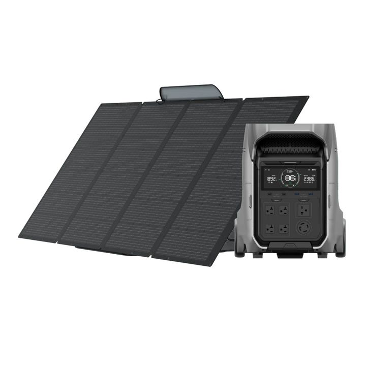 Ecoflow DELTA Pro 3 + Qty 2 400W Portable Solar Panel Powerful and Versatile with solar panels and power station.