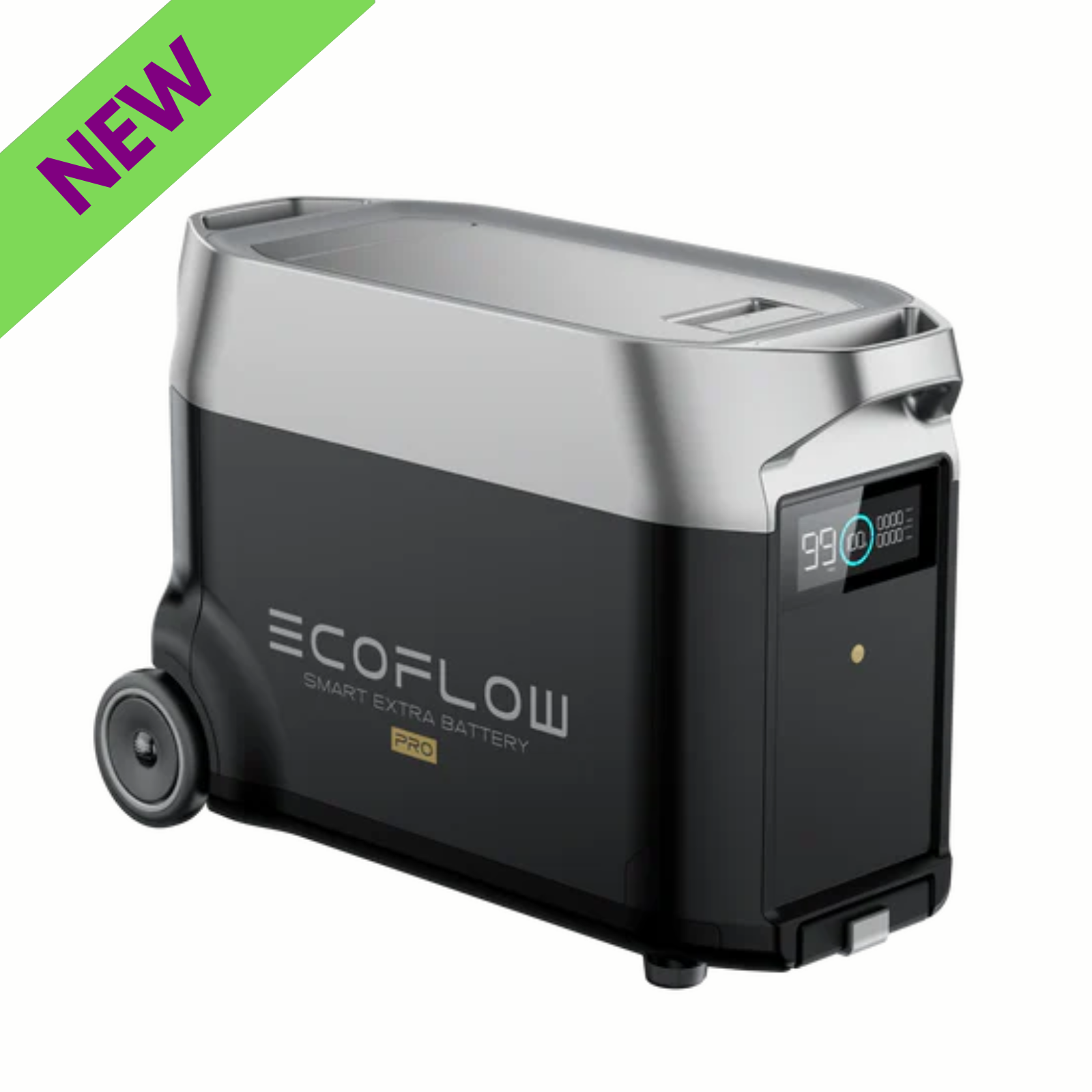 EcoFlow DELTA Pro Extra Battery 3600Wh for use with the Delta Pro Power Station, featuring a sleek design and display.