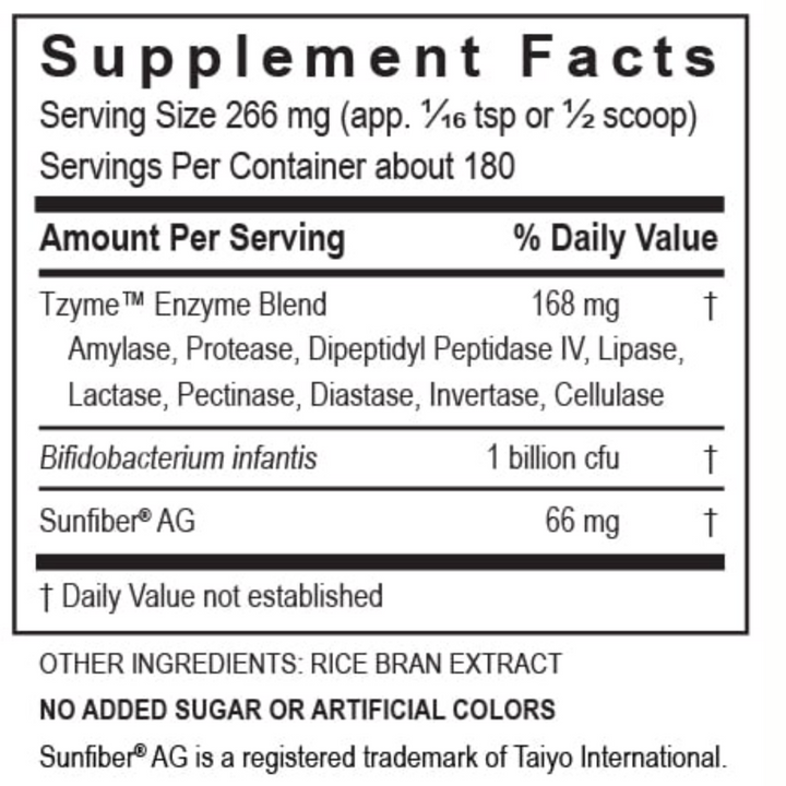 Transformation Enzymes Kidz Digest Powder supplement facts