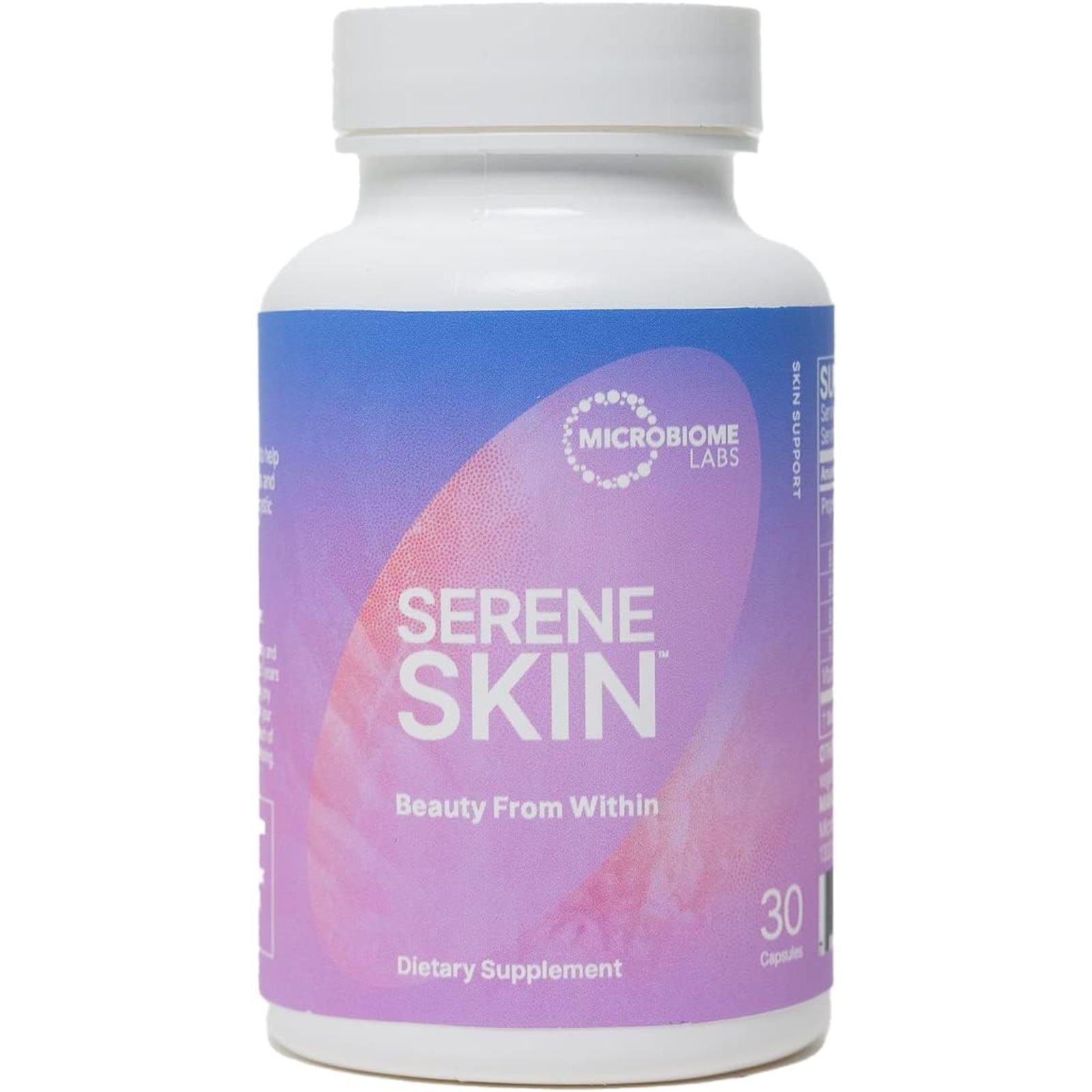 Microbiome Labs SereneSkin Probiotic 30 Caps for clear healthy skin dietary supplement