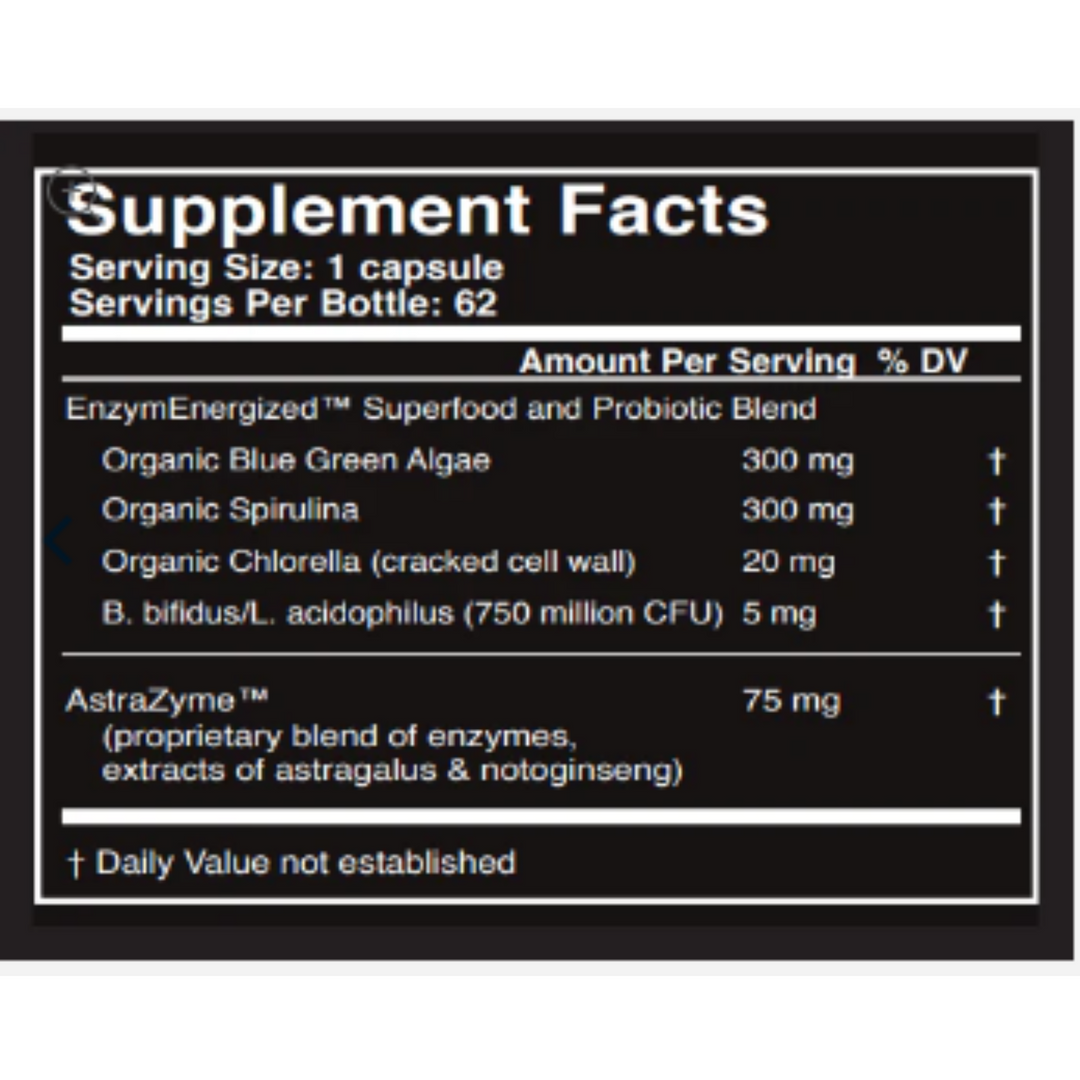 Supplement facts for Master Supplements US Enzymes CHLORA-XYM showing ingredients and serving details.
