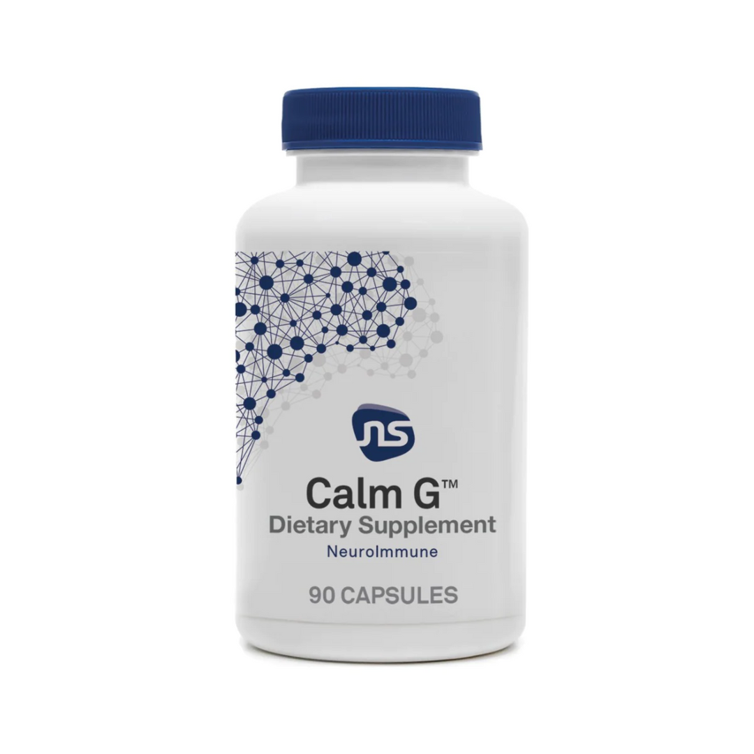 NeuroScience Calm G NeuroImmune 90 Caps Dietary Supplement bottle with blue cap and dotted design