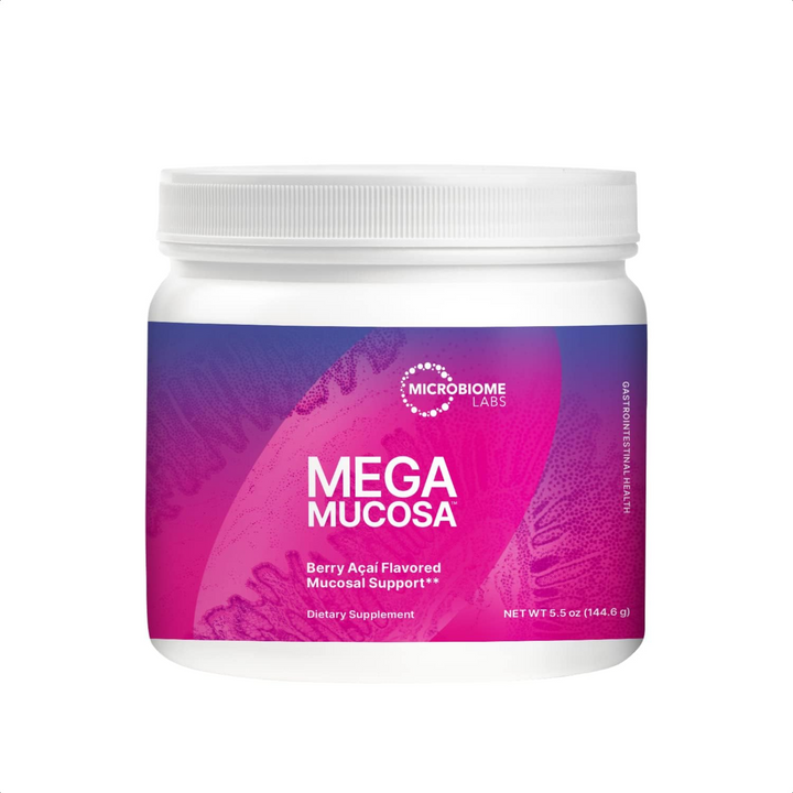 Microbiome Labs MegaMucosa Powder 5.5 Oz Berry Acai Flavored Mucosal Support Dietary Supplement