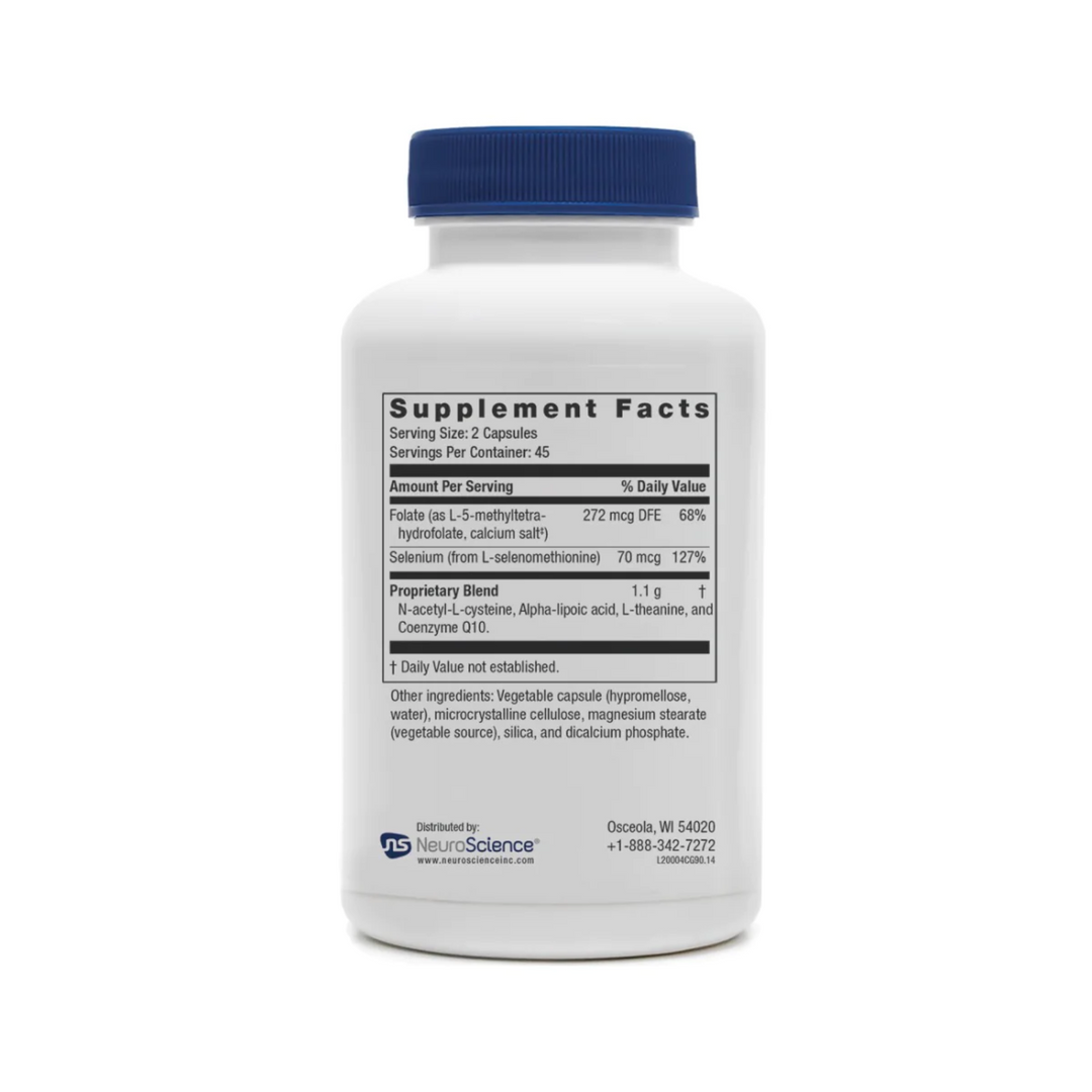 NeuroScience Calm G NeuroImmune Supplement Facts label showing ingredients and dosage information on the bottle.