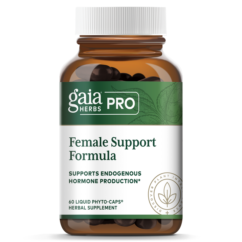 Gaia Herbs Female Support Formula 60 LqPhytoCaps bottle for hormone support and balance.
