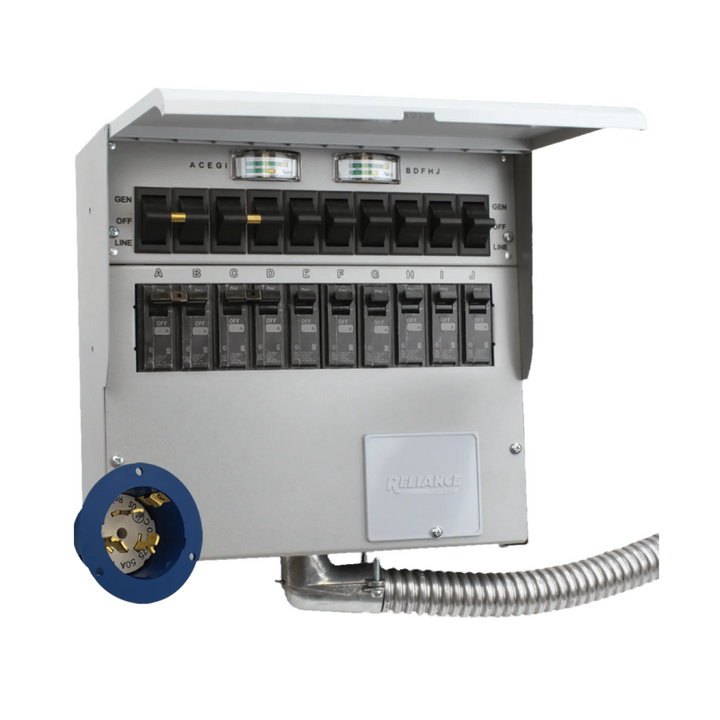 EcoFlow Transfer Switch A510A installed with circuit breakers and power inlet for Delta Pro 3 and Delta Pro Ultra.