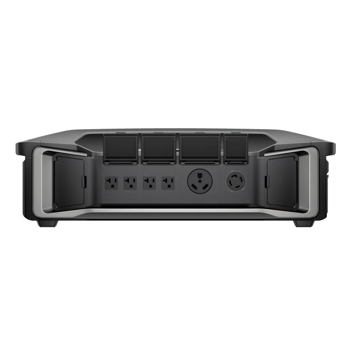 EcoFlow DELTA Pro Ultra With Extra Battery Kit back panel showcasing power outlets and ports.