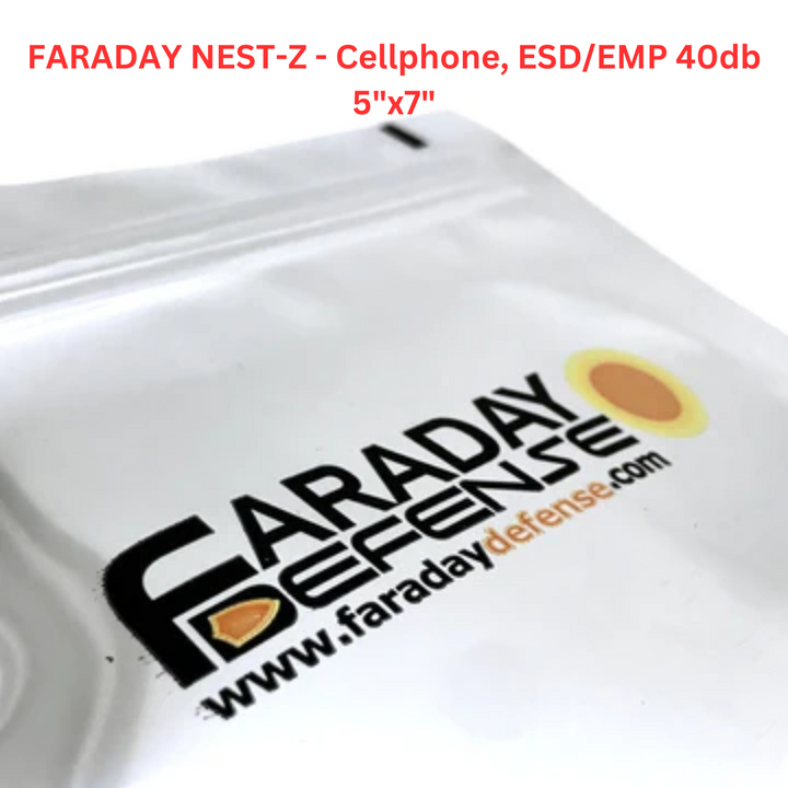 FARADAY NEST-Z Cellphone ESD/EMP 40db 5"x7" bag for protecting electronics from electromagnetic radiation.
