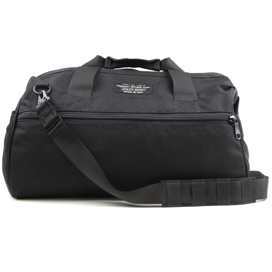 Faraday Cordura Utility Bag large black durable waterproof canvas tank with adjustable shoulder strap.